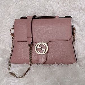 Gucci Pink Leather Interlocking GG Top Handle Bag